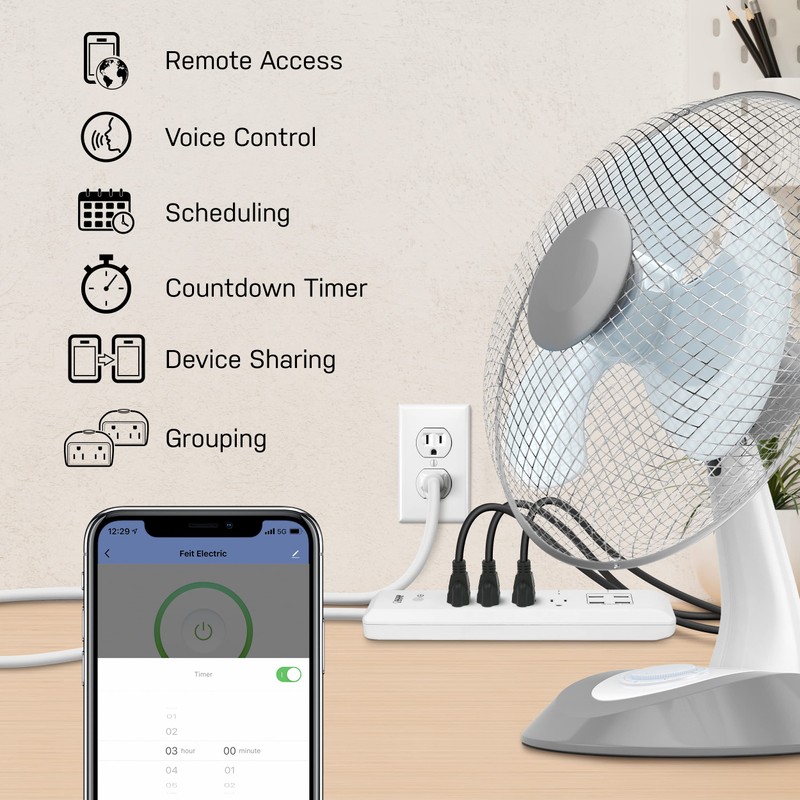 Feit Electric POWERSTRIP/WIFI Work with Alexa and Google Home, Feit