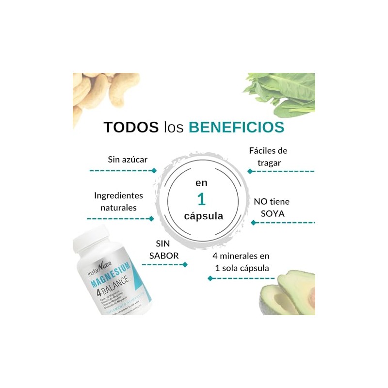 Instanutra Magnesio Complex Glicinato Gluconato Óxido Cápsulas Fórmula Completa