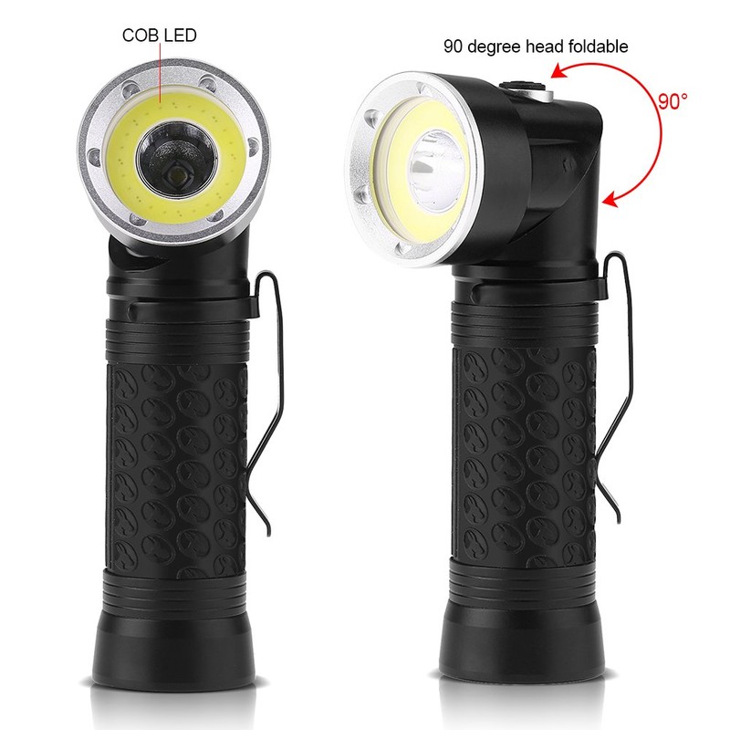 Zerodis Portable Handheld Bright Flashlight,T6+COB LED Torch,90°Foldable Magnetic Tail,4 Mode