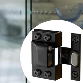 F Fityle Frameless Glass Cabinet Door Hydraulic Hinge Replacement Easily Install Multifunctional Quiet Soft Close Stainless Steel, Black