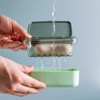 2Pcs Plastic Soap Holder with Drain Tray and lid,Removable Bar