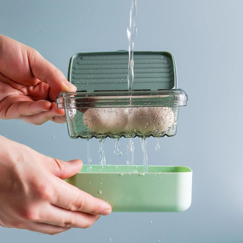 2Pcs Plastic Soap Holder with Drain Tray and lid,Removable Bar