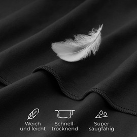 ZENACROSS Microfibre Towel with Carry Bag - Quick-Drying and Versatile Fitness Towel - Sports Towel Sizes S - 100 x 50 cm - Black