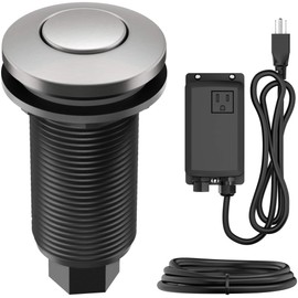 KRAUS Garbage Disposal Air Switch Kit in Spot-Free Stainless Steel with Push Button, AC Adapter, Power Cord, and Air Tube Included, KWDA-100SFS