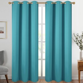 Diraysid Teal Grommet Blackout Curtains for Bedroom Thermal Insulated Room Darkening Curtains Drapes, 42 x 84 inch, 2 Panels
