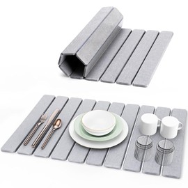 RUseeN Tapete Piedra Diatomita 60 * 39CM, Alfombra de Piedra Diatomita de lijable, Adecuado para Baños y Cocinas con Una Absorbencia Excepcional y Propiedades de Secado Rápido (Gris Claro)
