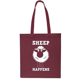 Sheep Happens Tote Shopping Gym Beach Bag 42cm x38cm, 10 litrest-Small-Maroon