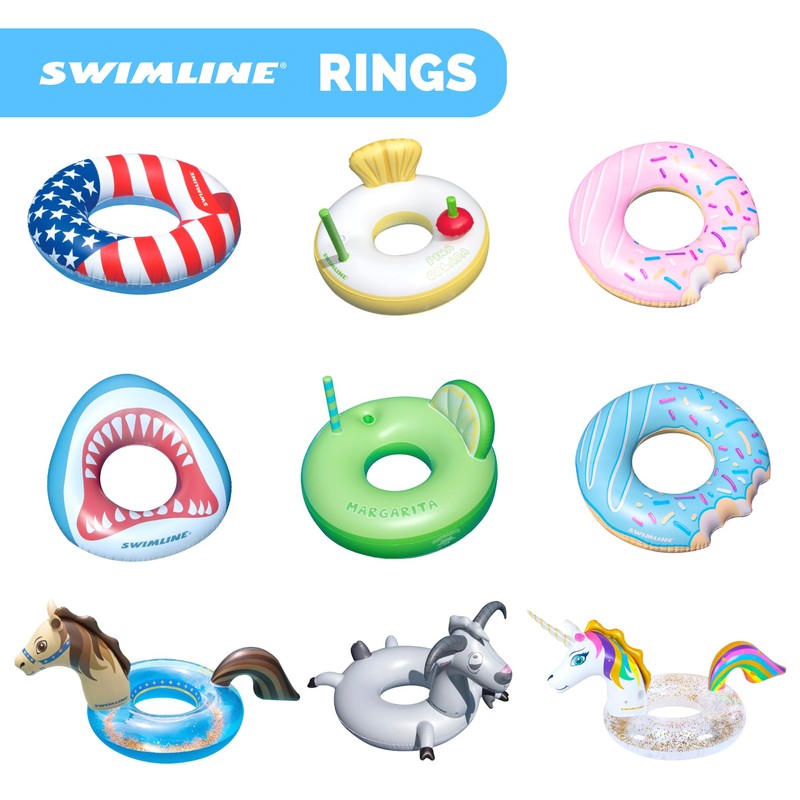 Swimline Hobby Horse Glitter Inflatable Pool Ring, Multi, 67"x 37"