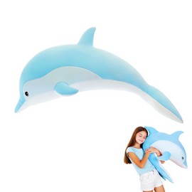 RYOLOY Dolphin Stuffed Animals Cuddle Pillow,39.37" Giant Stuffed Plush Animal Pillow Soft Marine Ocean Plush Dolphin Gifts for Every Age (Blue 39.37in/100cm)