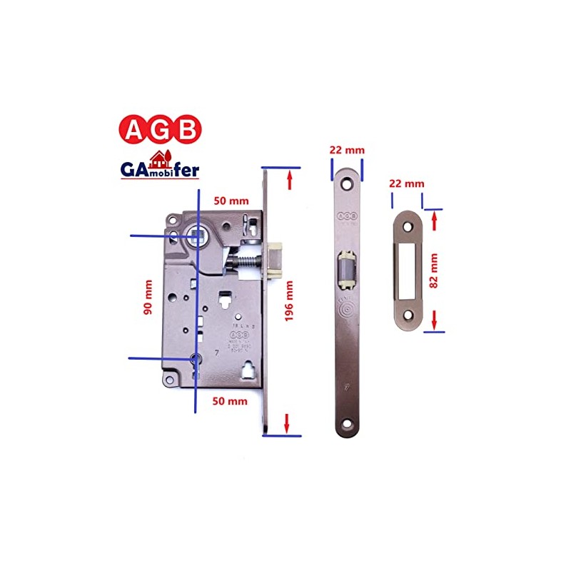 AGB - Interior Door Lock CENTRO Series (Fr. 22x196, In.