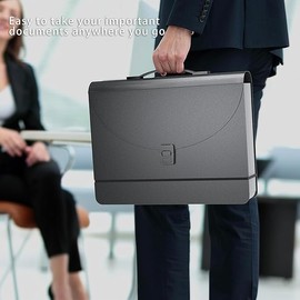 25 Pockets File Organiser Box File Folder with Handle,Filing Box Document Organiser Expanding File Folers for Paperwork A4 Concertina File Bill Receipt Paper Organiser,2 x Coloured Tabs