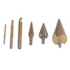 3Pcs Step Drill Bit Hex Shank Straight Grooved HSS Ti