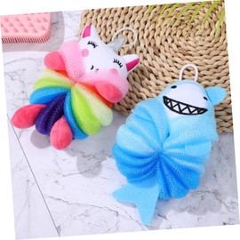 Healeved 2pcs Boy Girl Bath Shower Loofahs Cartoon Shark Exfoliating Body Wash Sponges for Boys and Girls Lightweight Portable Easy to Store for Bathing and Relaxation