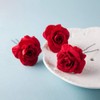 Beaupretty 6 Pieces Wedding Updo Hairpins Red Rose Flower Hair