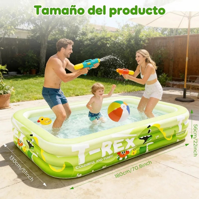 CDDGL Alberca Inflable Dinosaurios Grande Piscina Tre Nivele Con Accesorios,rectangular