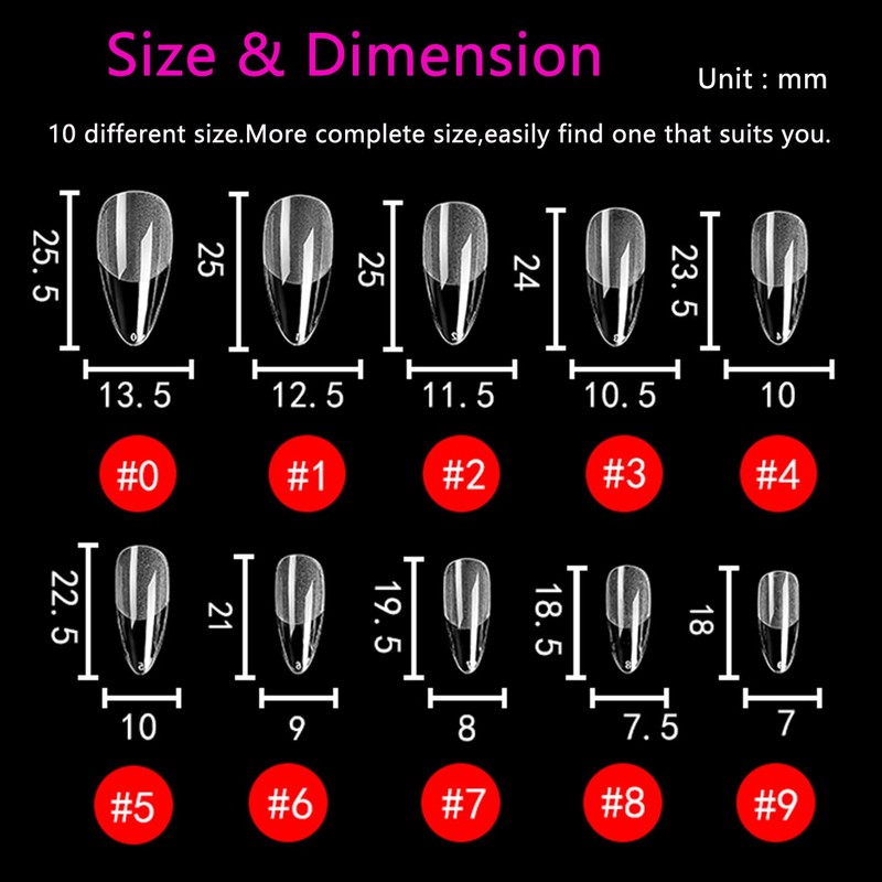 MAGIC ARMOR Pack of 120 Round Almond Nail Tips, Artificial