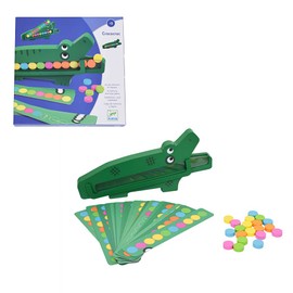DJECO DJ01629 Fingertip Toy, Educational, Wooden Puzzle, Color Matching Game, Kids, 3 Years Old, 2 Years Old, Crocodile, Animal
