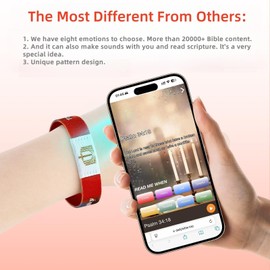 RSKDJSXL Wearable Bible Verse Bracelets, Daily Bible Verse Bracelets Inspirational Christian Wristbands Gifts for Women Men-Red (1 Pack)