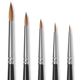 Kolinsky Sable Miniature Watercolor Brushes, Fuumuui 5pcs Professional Small Detail Paint Brushes for Watercolor Gouache Ink and More - Round #00000, #00, #0, #1, #3