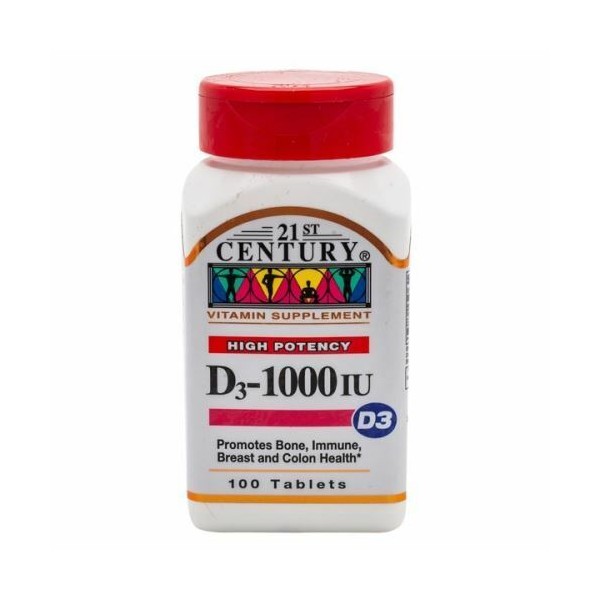 Vitamin D3 100 Tabs 1000IU by 21st Century