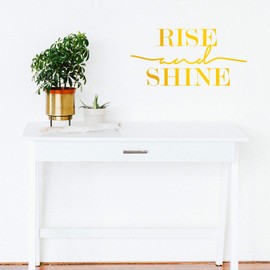 Vinyl Wall Art Decal - Rise and Shine - 11" x 22.5" - Modern Motivational Minimalist Chic Morning Decor for Home Bedroom Living Room Nursery Apartment Dorm Room Work Office (11" x 22.5", Yellow)
