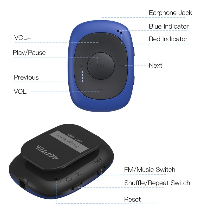 AGPTEK G02 8GB Clip MP3 player Ditigal Music player with