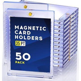 100ct Magnetic Card Holder 35PT, One Touch Card Holder for Trading Card, Card Protectors Hard Plastic, Card Sleeves Display Case for Baseball Card Sports Cards - Color: 25 PACK Card Holder