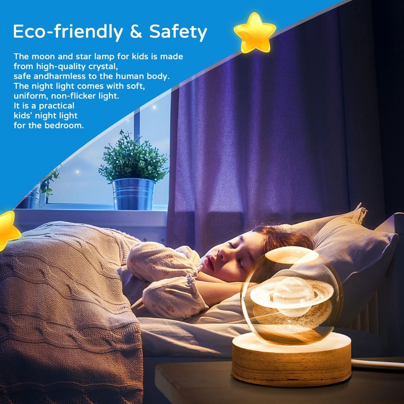 3D Crystal Ball Nightlight Decolamp Solar System Model Decor Science