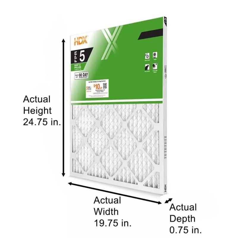 HDX Pleated Air Filters MERV 8 HVAC Vent Furnace 20x25x1