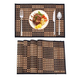 RUTECK Placemats Set of 4 BambooTable Mats Woven Rectangular Place Mats for Dining Room and Kitchen Washable Anti-Wrinkle Heat-Resistant Non-Slip Placemat Table Decor, Large, Wood, TR-P001