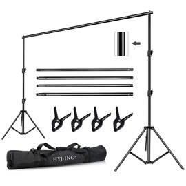 HYJ-INC 12ft x 10ft Photo Video Studio Heavy Duty Adjustable Photography Muslin Backdrop Stand Background Support System Kit with Carry Bag 4 Spring Clamps