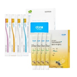 Atombi Atomy Propolis Toothpaste 1.8 oz (50 g) x 4 + Periodontal Care Toothbrushes 8 Pieces (Individual Packaging) Set