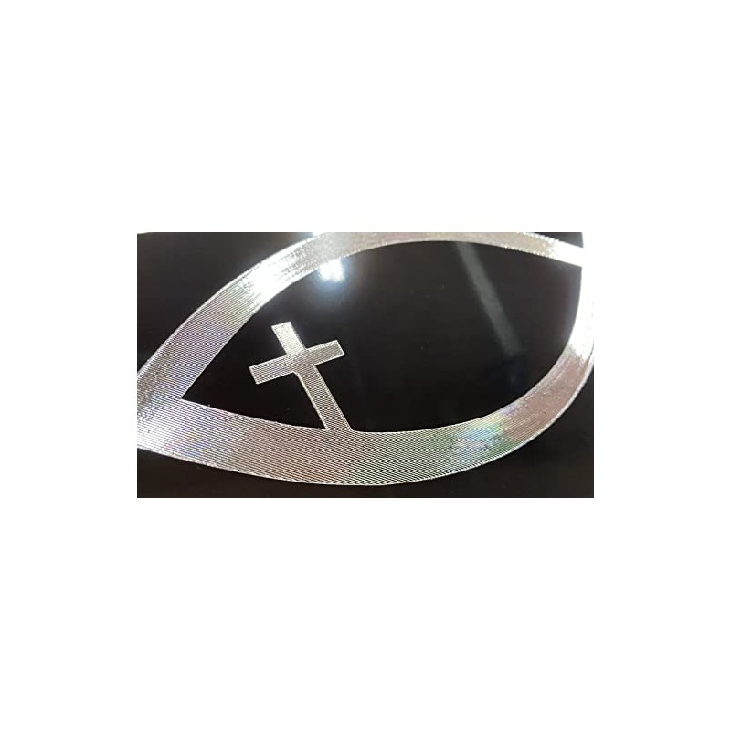 DEEP Engraved Christian Fish Cross Diamond Etched Car Tag Vanity