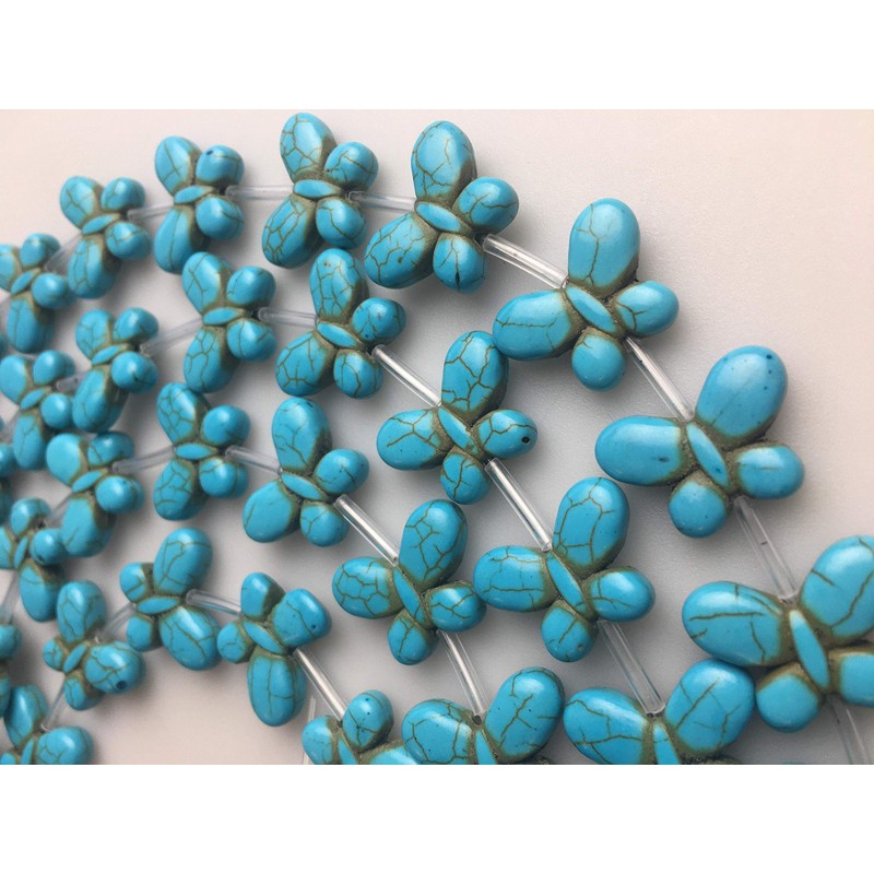 Blue Howlite Turquoise Butterfly Shape Beads 15x20mm 15.5" StrandL8