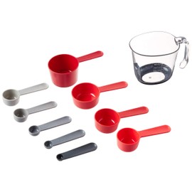 Tovolo Magnetic Nested System Cups & Spoons for Wet and Dry Ingredients, Cup Baking Set, Measuring Spoons & Cups for Cooking, Dishwasher-Safe & BPA-Free, Assorted Red/Gray