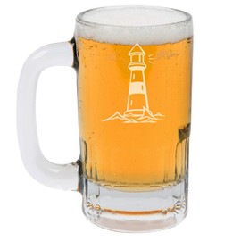 12oz Beer Mug Stein Glass Gift Lighthouse