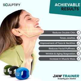 Sculptify Jaw Trainer, Exerciser, 3 Levels with 3 Strengths for Neck Face - Jawline Sculpt, Chisel & Enhance - Toner Exerciser for Men & Women Fitness Accessories Mewing (UK)