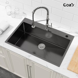 Cozy n Bath 33x22 inch overmount kitchen sink with accessors and drain