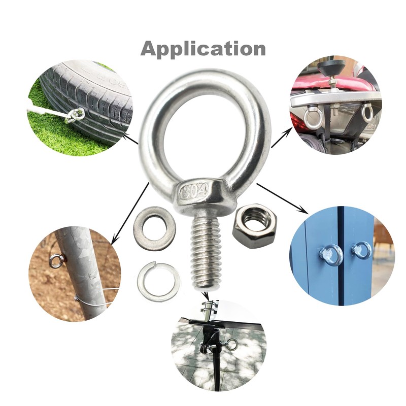 Floyutin Stainless M4 Eyebolt 0.39"(10mm) Long Male Ring Threaded Screw