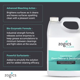 Zogics Enzyme Enriched Floor Cleaner & Deodorizer Concentrate, 128 oz - Makes up to 128 Gallons