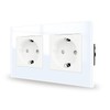 JIMEIDA Double Socket Glass in White Flush-Mounted, 2-Way Schuko Sockets