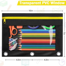 24 Pack Pencil Pouch for 3 Ring Binder, Featuring Colored Zippers & Transparent Windows, Multicolors Fabric Pencil Case Pouch Durable Zipper Pencil Bags in Bulk for Office School Supplies (6 Colors)
