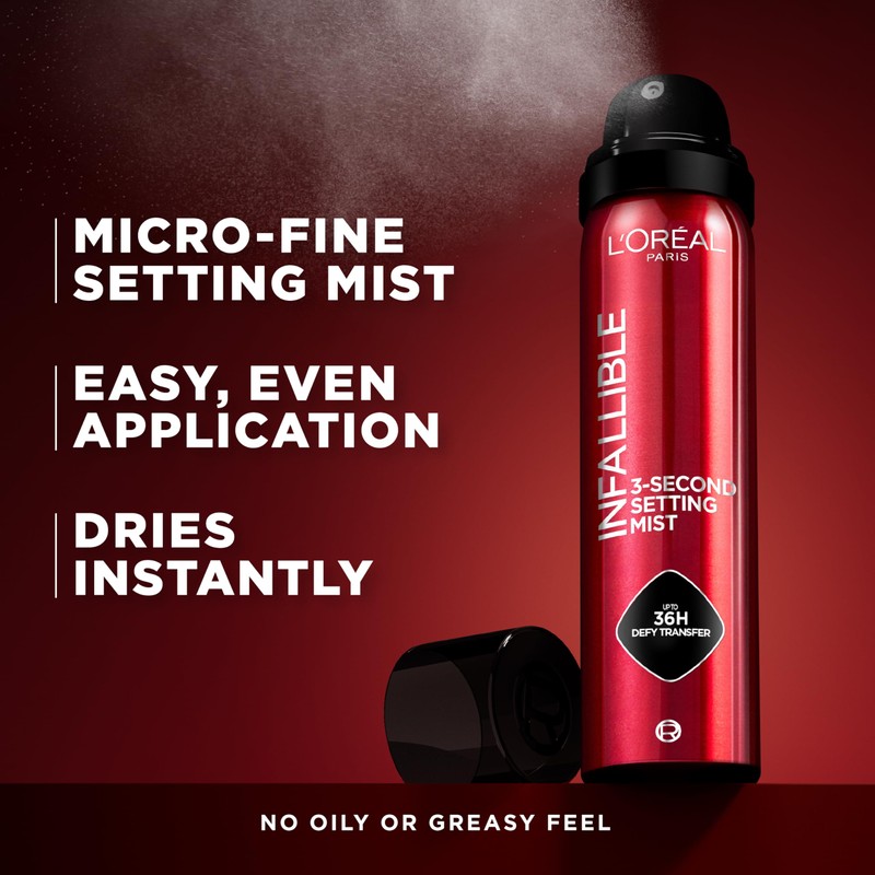 L'Oreal Paris Infallible XL 3-Second Setting Spray Mist, Microfine Mist