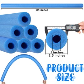 Hanaive 6 Pack Pool Foam Noodles Swim Hollow Bright Pool Noodles Bulk Floats Heavy Duty for Swimming Decoration Craft Projects(Blue)