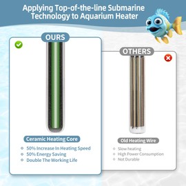 MantaMaze Submersible Aquarium Heater 25W/50W/75W/100W for 1-25 Gallon Fish Tank Heater with Intelligent Leaving Water Automatica Stop Heating System & Overheating Protection, for Fresh & Salt Water