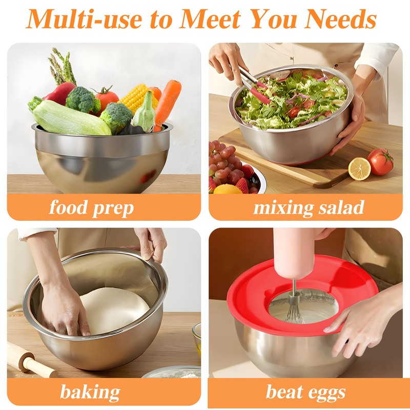 Winproper Mixing Bowls with Lids Set, 6 PCS Stainless Steel