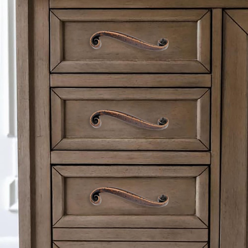 khtumeware 10 Pack Solid Core Kitchen Hammered Antique Copper Cabinet
