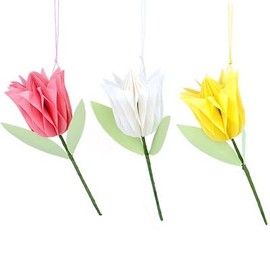 Gisela Graham Pastel Honeycomb Tulip Decorations - set of three