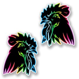 2 x 10cm Chicken Head Vinyl Stickers Car Bike Girls Kids Fun Animal Bird #6459 (8cm Wide x 10cm Tall)
