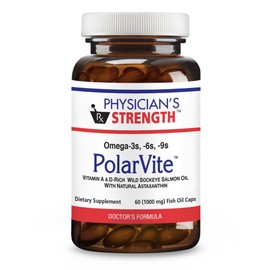 Physician's Strength PolarVite - 60 Gelcaps - Vitamin A & D Wild Sockeye Salmon Fish Oil with Natural Astaxanthin - 30 Servings